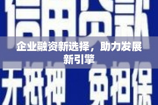 中区企业融资新选择，助力发展新引擎