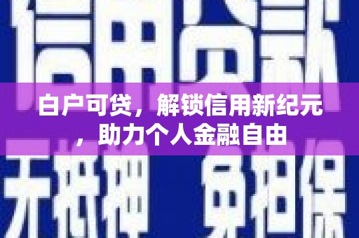 中区白户可贷，解锁信用新纪元，助力个人金融自由