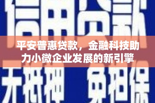 中区平安普惠贷款，金融科技助力小微企业发展的新引擎