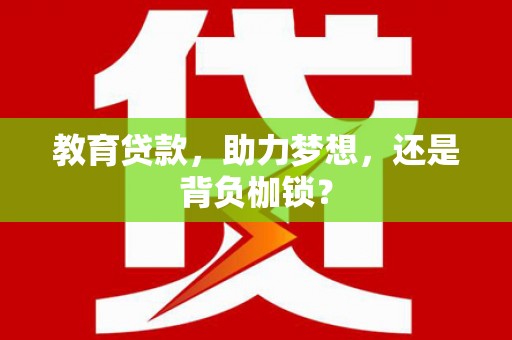 中区教育贷款，助力梦想，还是背负枷锁？