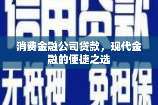 中区消费金融公司贷款，现代金融的便捷之选
