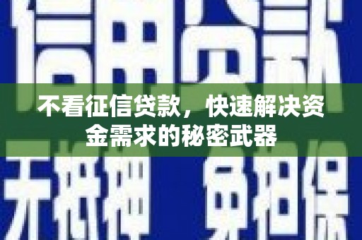 中区不看征信贷款，快速解决资金需求的秘密武器