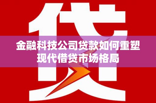 中区金融科技公司贷款如何重塑现代借贷市场格局