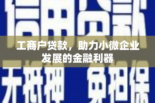 中区工商户贷款，助力小微企业发展的金融利器