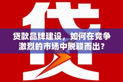 中区贷款品牌建设，如何在竞争激烈的市场中脱颖而出？