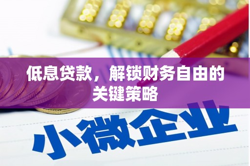 中区低息贷款，解锁财务自由的关键策略