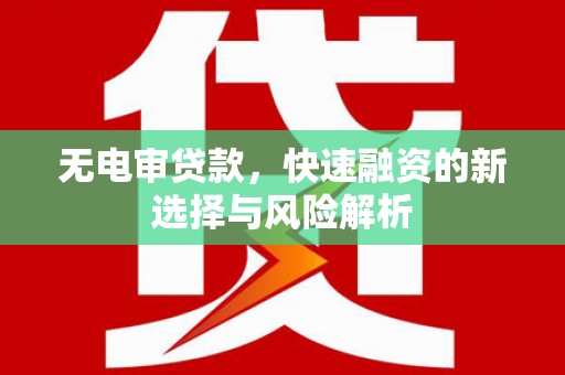中区无电审贷款，快速融资的新选择与风险解析