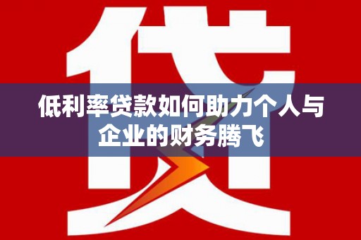 中区低利率贷款如何助力个人与企业的财务腾飞