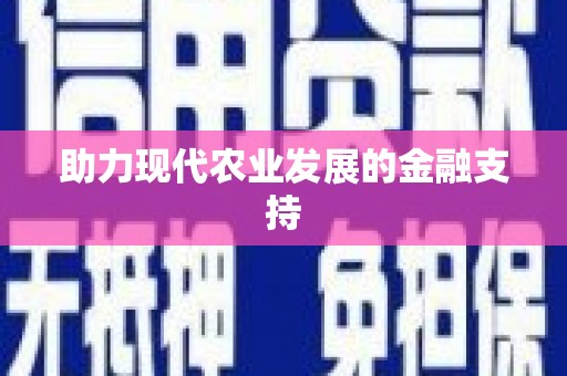 中区助力现代农业发展的金融支持